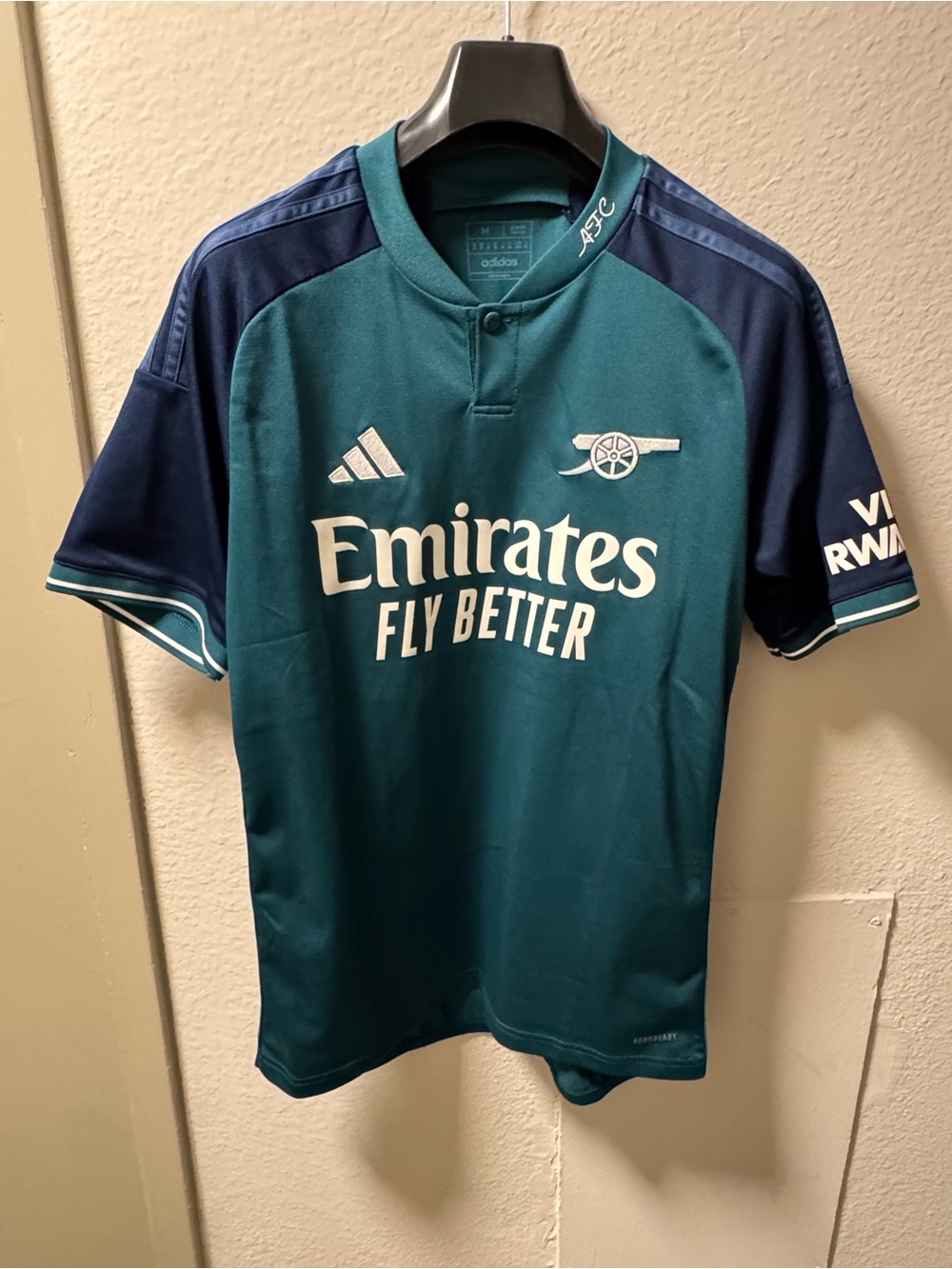 adidas Arsenal Teal Green & Navy Fly Better Men's Football Shirt